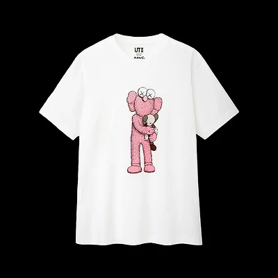 Kaws x Uniqlo pink bff white tee