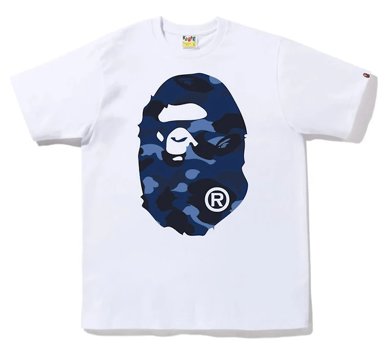 Bape Navy Big Head Tee White