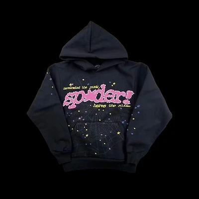 Sp5der P*nk Hoodie Black V2
