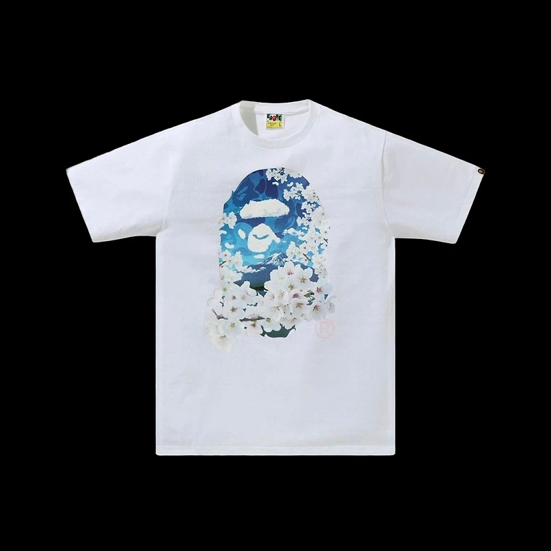 Bape Sakura Photo Head W Flower White Tee