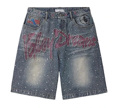 Vale Forever Iced Out Jorts 'Mild Blue'