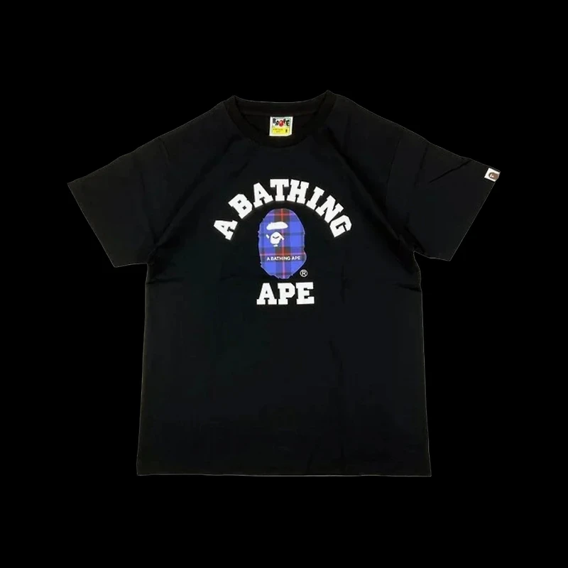 Bape ABC Ape Navy Check Head Tee Black