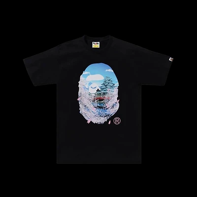 Bape Sakura Photo Head W Building Black Tee