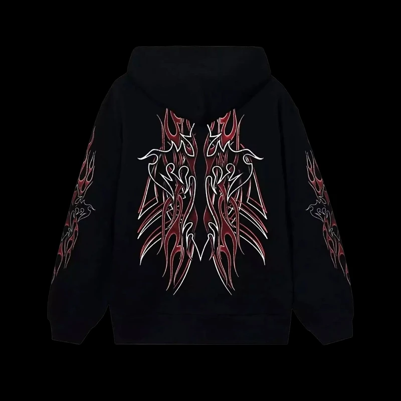 Revenge Flaming Cross Hoodie Black