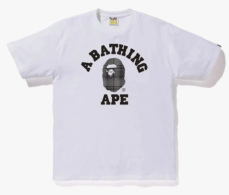 Bape ABC Grey Plaid Tee White