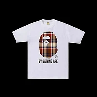 Bape Burberry Ape Head Tee White
