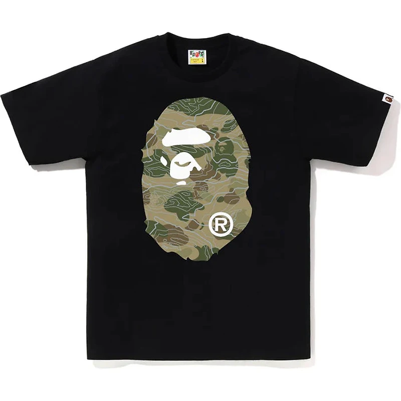 BAPE Layered Line Camo Big Ape Head Tee 'Black'