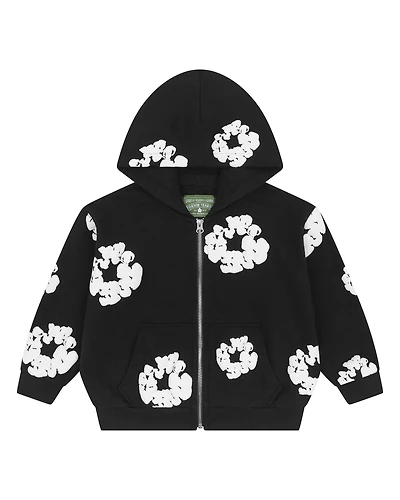 Kids Cotton Wreath Zip Hoodie Black