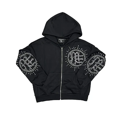 Mixed Emotion "Eclipse" Black Rhinestone Zip Up Hoodie