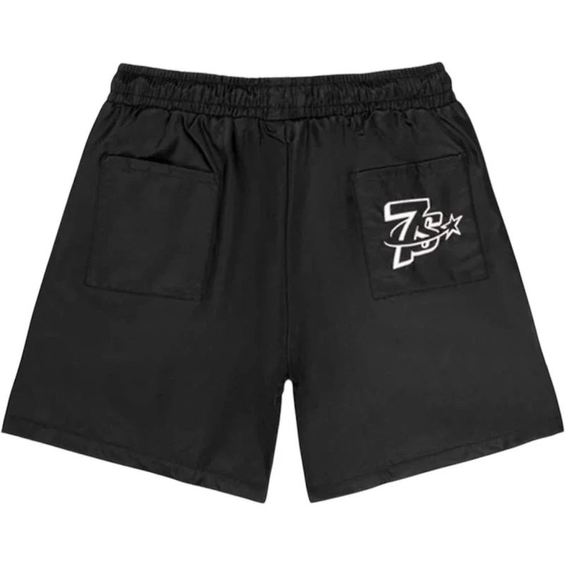 Triple Sevens Nylon Button Up Shorts Black