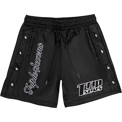 Triple Sevens Nylon Button Up Shorts Black