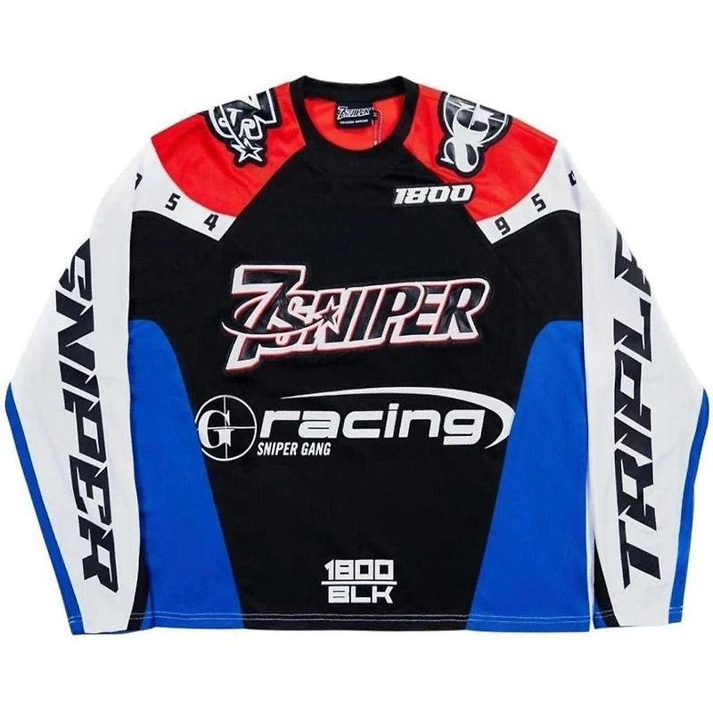 Triple Sevens x Sniper Gang Moto Jersey Blue
