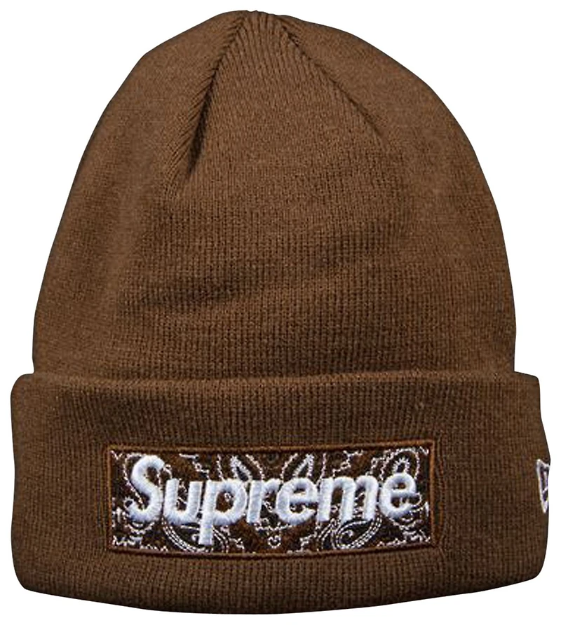 Supreme x New Era Bandana Box Logo Beanie 'Brown'