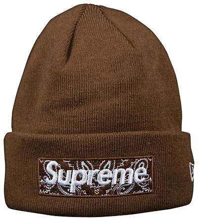 Supreme x New Era Bandana Box Logo Beanie 'Brown'