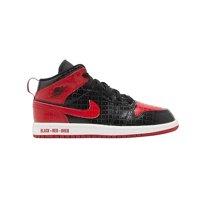 Air Jordan 1 Mid SS PS 'Black + Red = Bred'