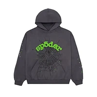 Pre-Owned Sp5der Wait Web Hoodie 'Slate Grey'