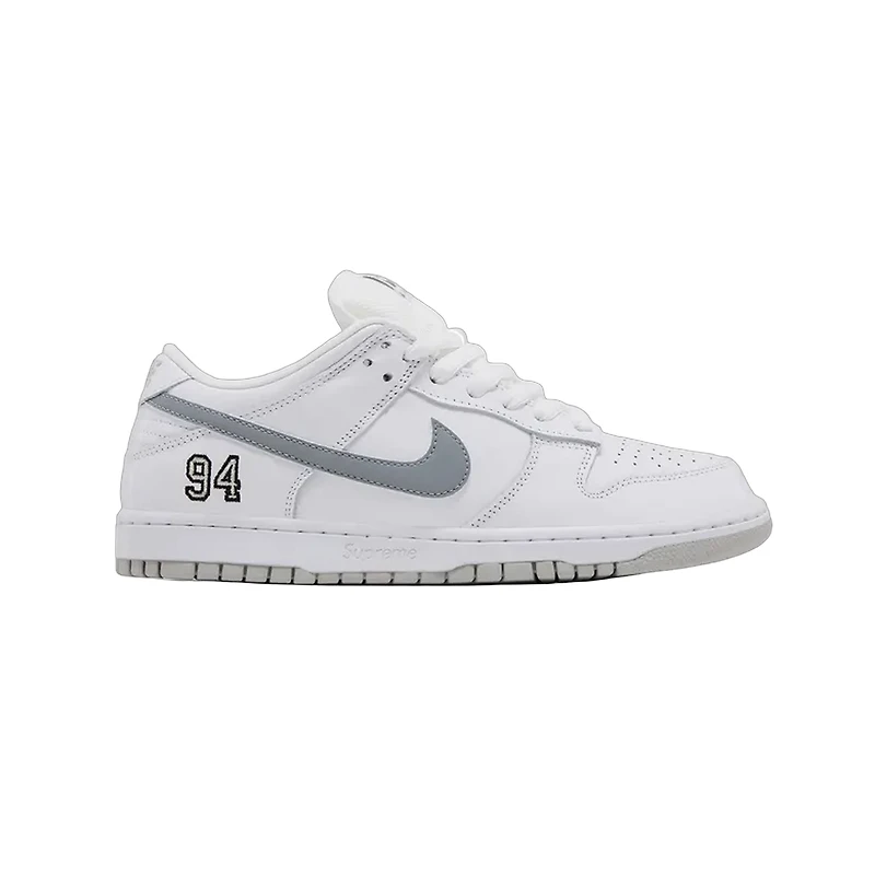 Nike Supreme x Dunk Low SB 'White Metallic Silver'