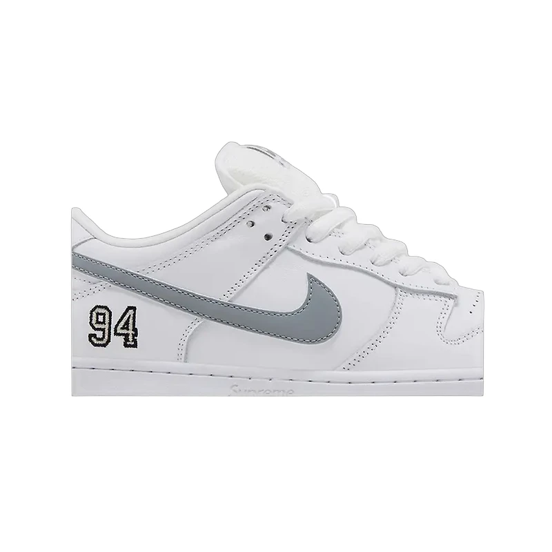 Nike Supreme x Dunk Low SB 'White Metallic Silver'