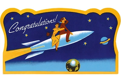 Out of This World! - Vintage Packaging Illustration Wedding Card