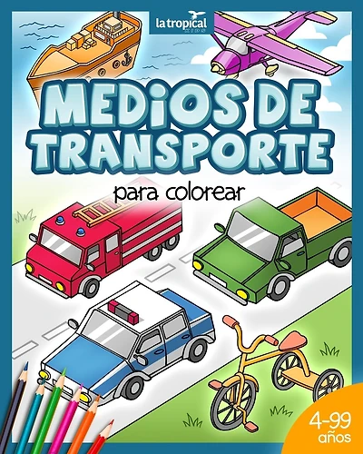 Medios de transporte para colorear: Libro de máquinas en perspectiva isométrica: vehículos de transporte y carga (moto, auto, barco) para niños desde los 4 años, en edad preescolar y escolar.
