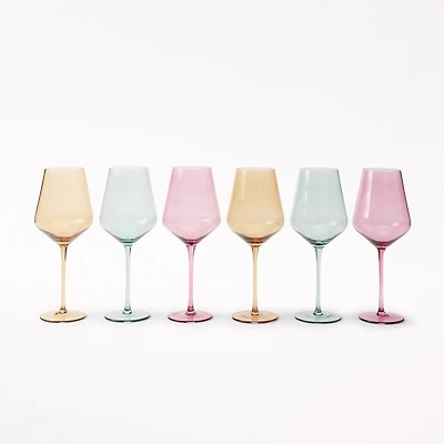 Coloured Wine Glasses, Set of 6