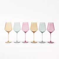Coloured Wine Glasses, Set of 6