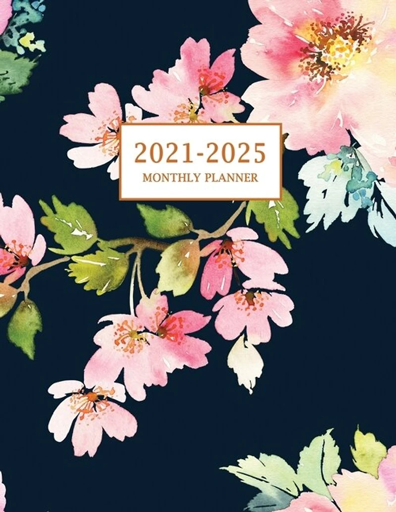 Monthly Planner: Large Five Year Planner With Floral Cover (volume