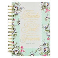 Journal Spiral-bound Cream/Mint Floral Give Thanks Ps. 107:1