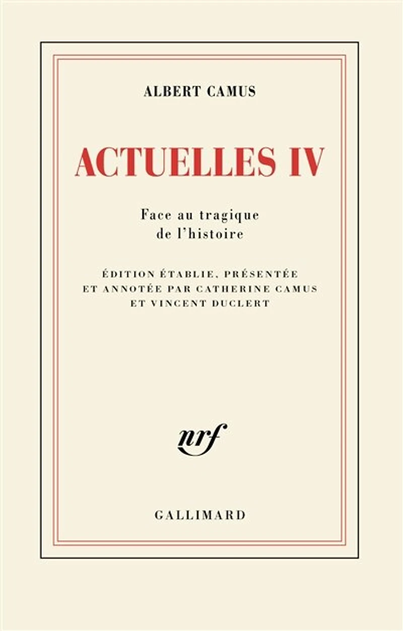 ACTUELLES - VOL04 FACE AU TRAGIQUE DE L'HISTOIRE