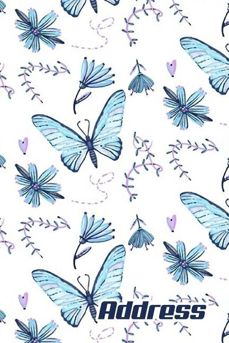 Address.: Address Book. (vol. C63) Blue Butterfly Cover Design. Glossy Cover, Contract Large Print, Font, 6 X