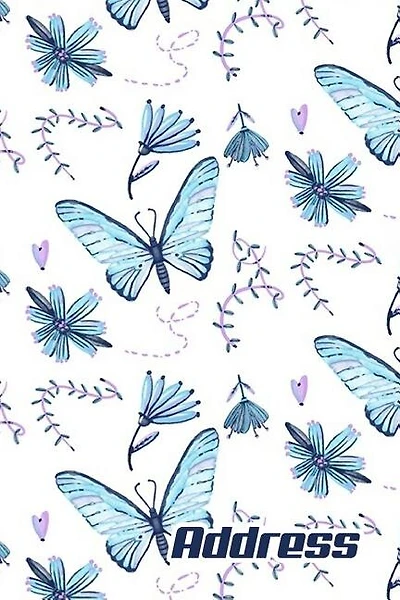Address.: Address Book. (vol. C63) Blue Butterfly Cover Design. Glossy Cover, Contract Large Print, Font, 6 X