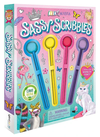 Sassy Scribbles Coloring Kit: with 4 Pom-Pom Color Pencils