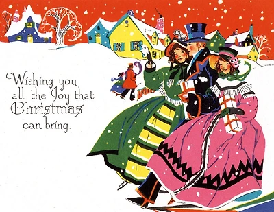 Golden Memories Christmas Correspondence Card Packs: Gift Bearers in the Snow