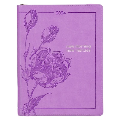 2024 18-Month Planner Purple New Morning, New Mercies Lam. 3:22-23