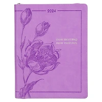 2024 18-Month Planner Purple New Morning, New Mercies Lam. 3:22-23