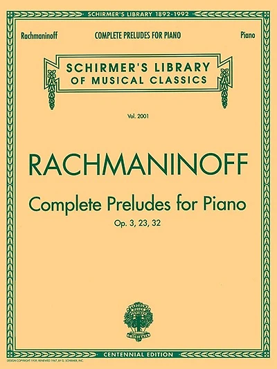 Complete Preludes, Op. 3, 23, 32: Schirmer Library of Classics Volume 2001 NFMC 2024-2028 Selection