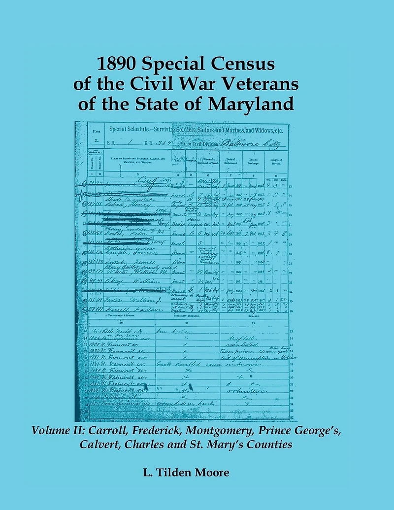 1890 Special Census of the Civil War Veterans of the State of Maryland: Volume II, Carroll, Frederick, Montgomery, Prince George's, Calvert, Charles a