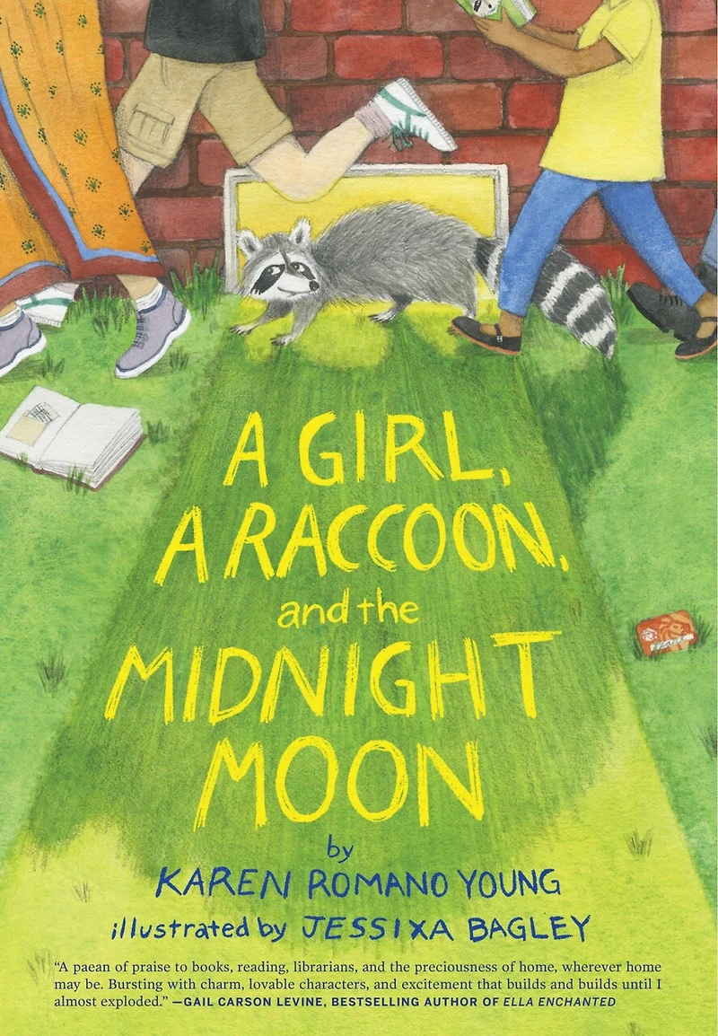 a Girl, Raccoon, and the Midnight Moon