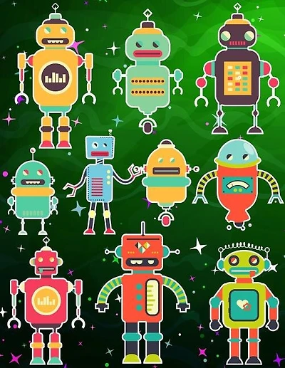 Robots Sticker Album For Boys: 100 Plus Pages For PERMANENT Sticker Collection, Activity Book For Boys - 8.5 by 11