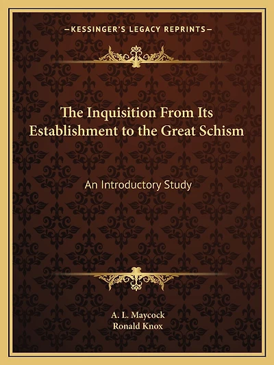 The Inquisition From Its Establishment to the Great Schism: An Introductory Study