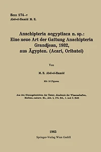 Anachipteria aegyptiaca n. sp.: Eine neue Art der Gattung Anachipteria Grandjean, 1932, aus Ägypten. (Acari, Oribatei)