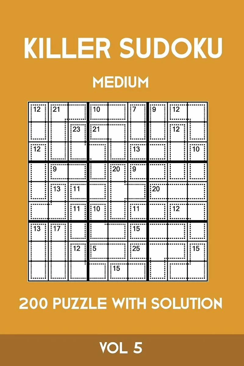 Killer Sudoku Medium 200 Puzzle WIth Solution Vol 5: Advanced Puzzle Sumdoku Book,9x9, 2 puzzles per page