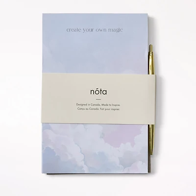 Magnetic Notepad with Pen, Clouds