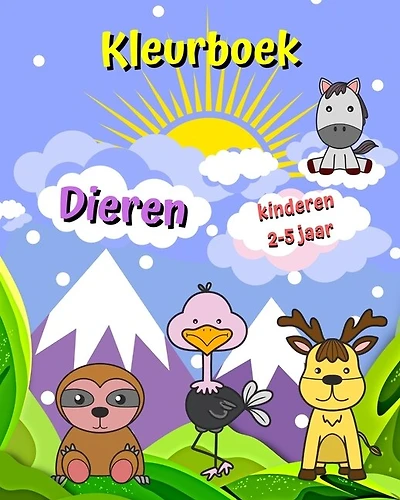 Kleurboek Dieren: Grote, eenvoudige afbeeldingen, makkelijk in te kleuren, kinderen 2-5 jaar