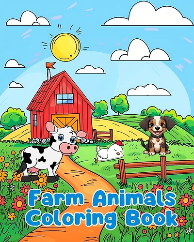 Farm Animals Coloring Book: Simple Farm Animals Coloring Pages For Kids Ages 1-3