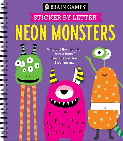Brain Games - Sticker by Letter: Neon Monsters + Jokes (20 Images to Sticker)