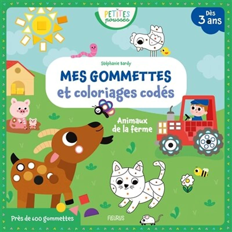 Animaux de la ferme: mes gommettes et coloriages codés