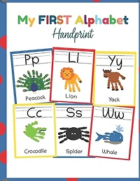 My First Alphabet Handprint: ABC Animal Handprint End of the year activity, Ages 3-5, PreK, Kindergarten, Preschool, Gift