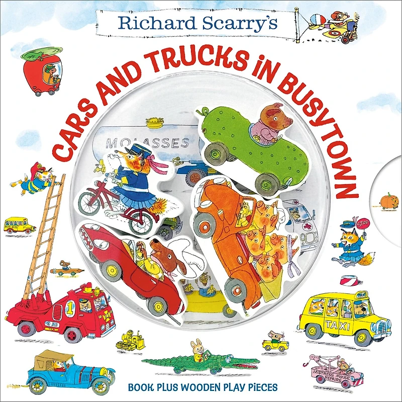 Richard Scarry's Cars and Trucks in Busytown: Book Plus Wooden Play Pieces