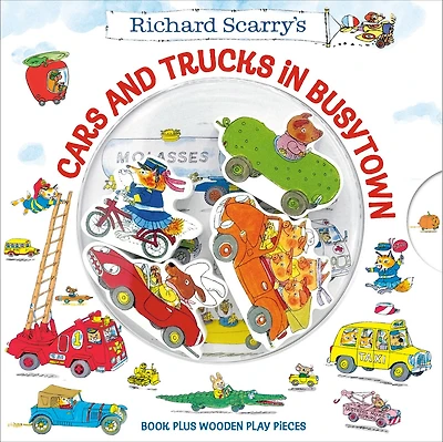 Richard Scarry's Cars and Trucks in Busytown: Book Plus Wooden Play Pieces